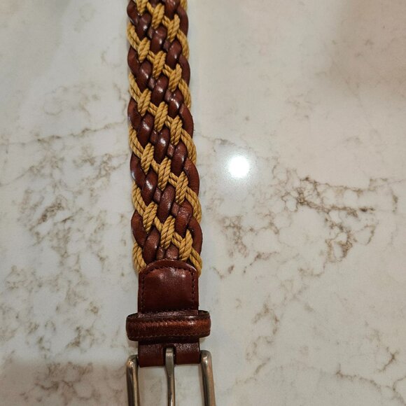 Vtg Crookhorn Davis Mens Braided Leather & Cotton Cord Belt Size 40 Handmade USA - Picture 3 of 10